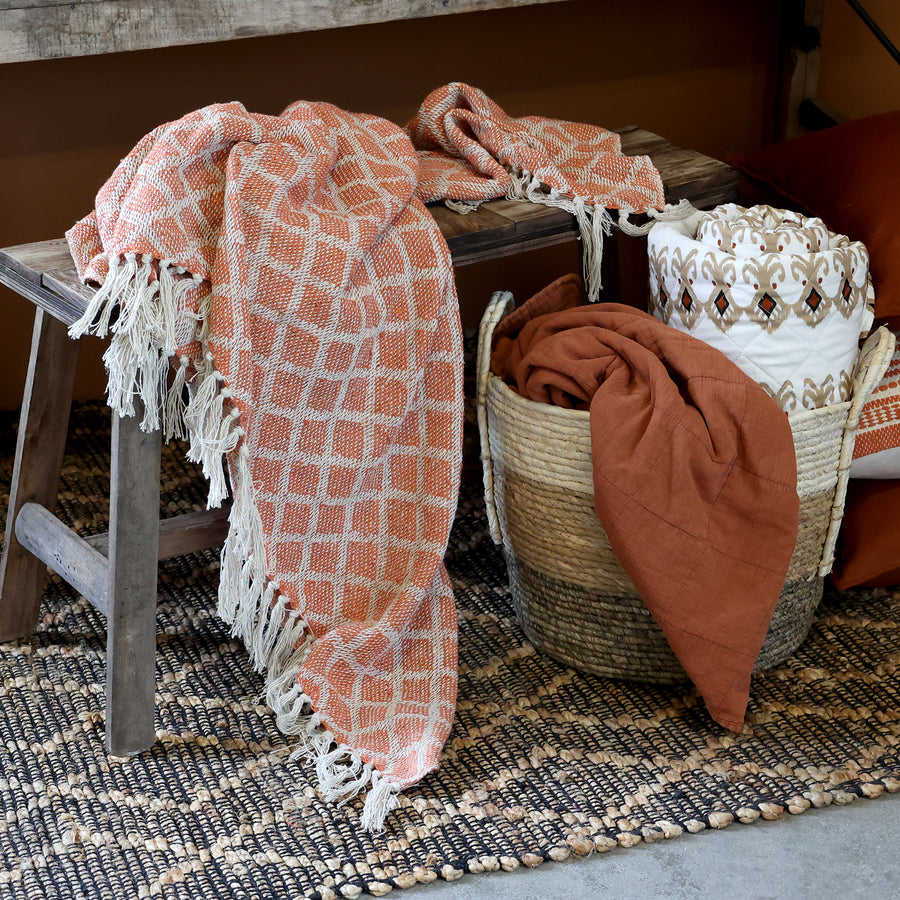 Hand Woven Terracotta Throw