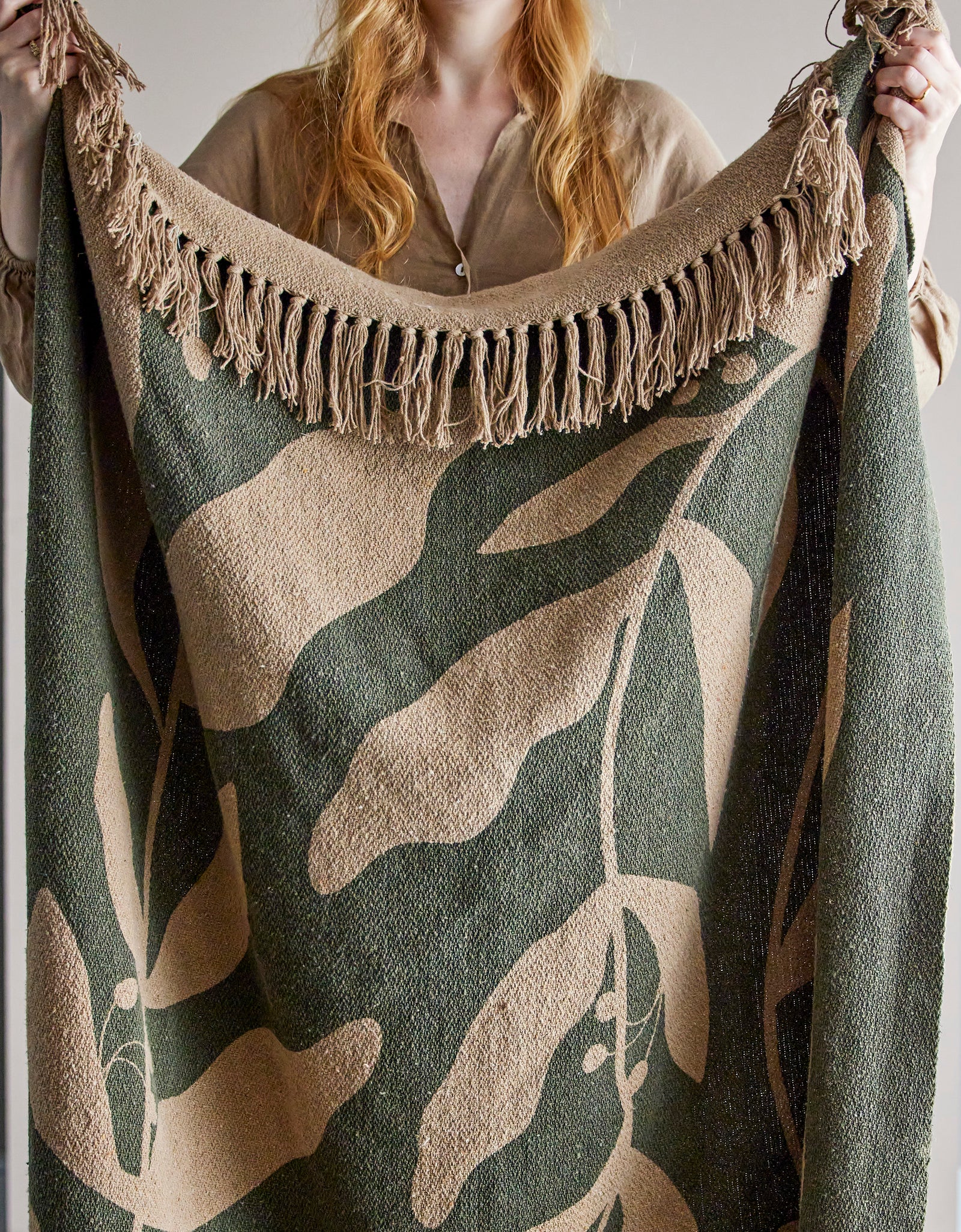 Geneva Throw, Green, Recycled Cotton L160 x W130cm