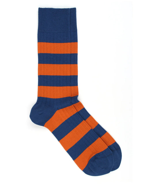 Load image into Gallery viewer, Blue &amp; Orange Striped Archer Socks
