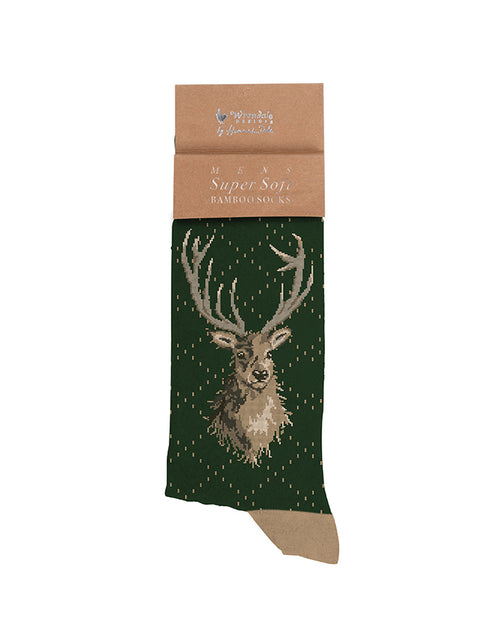 Load image into Gallery viewer, &#39;Portrait of a Stag&#39; Stag Men&#39;s Socks
