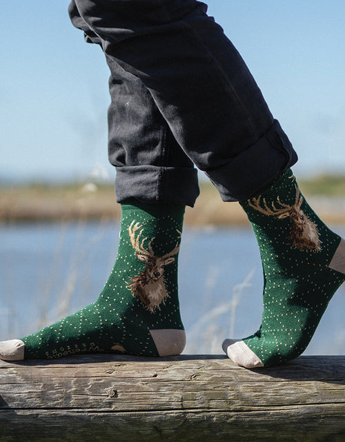 Load image into Gallery viewer, &#39;Portrait of a Stag&#39; Stag Men&#39;s Socks
