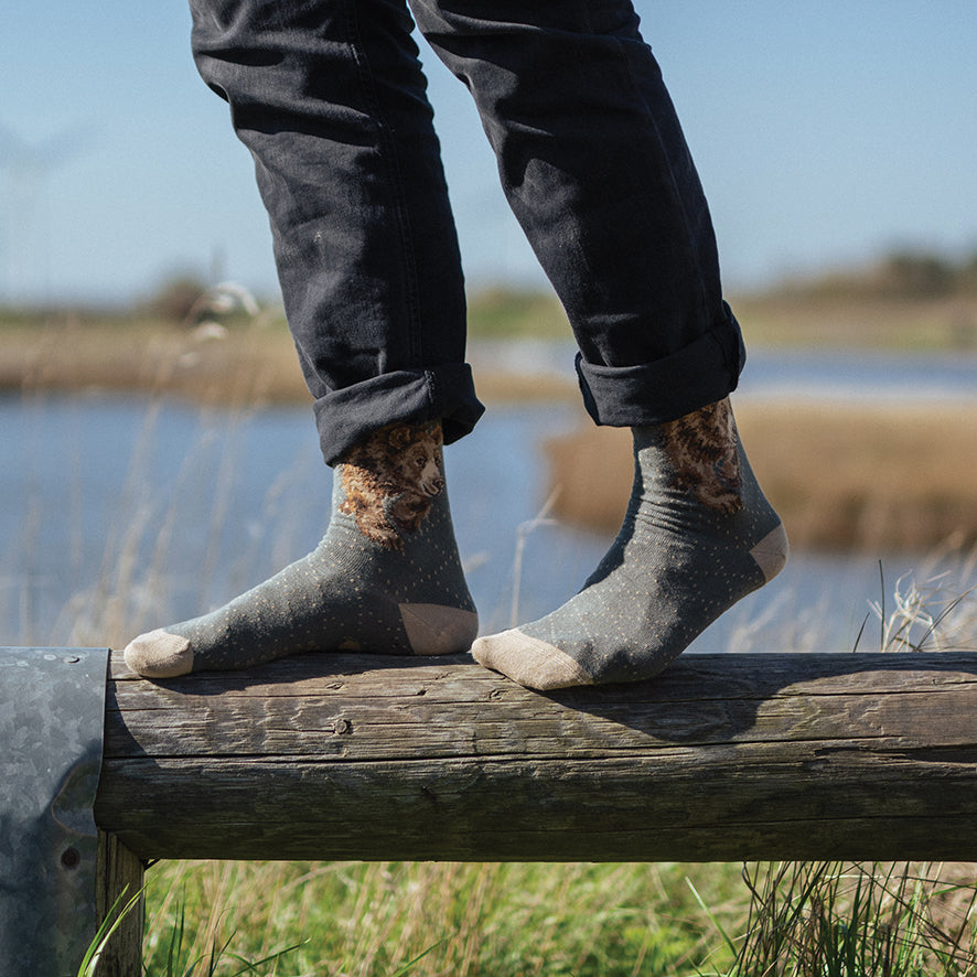 'In My Footsteps' Bear Men's Socks