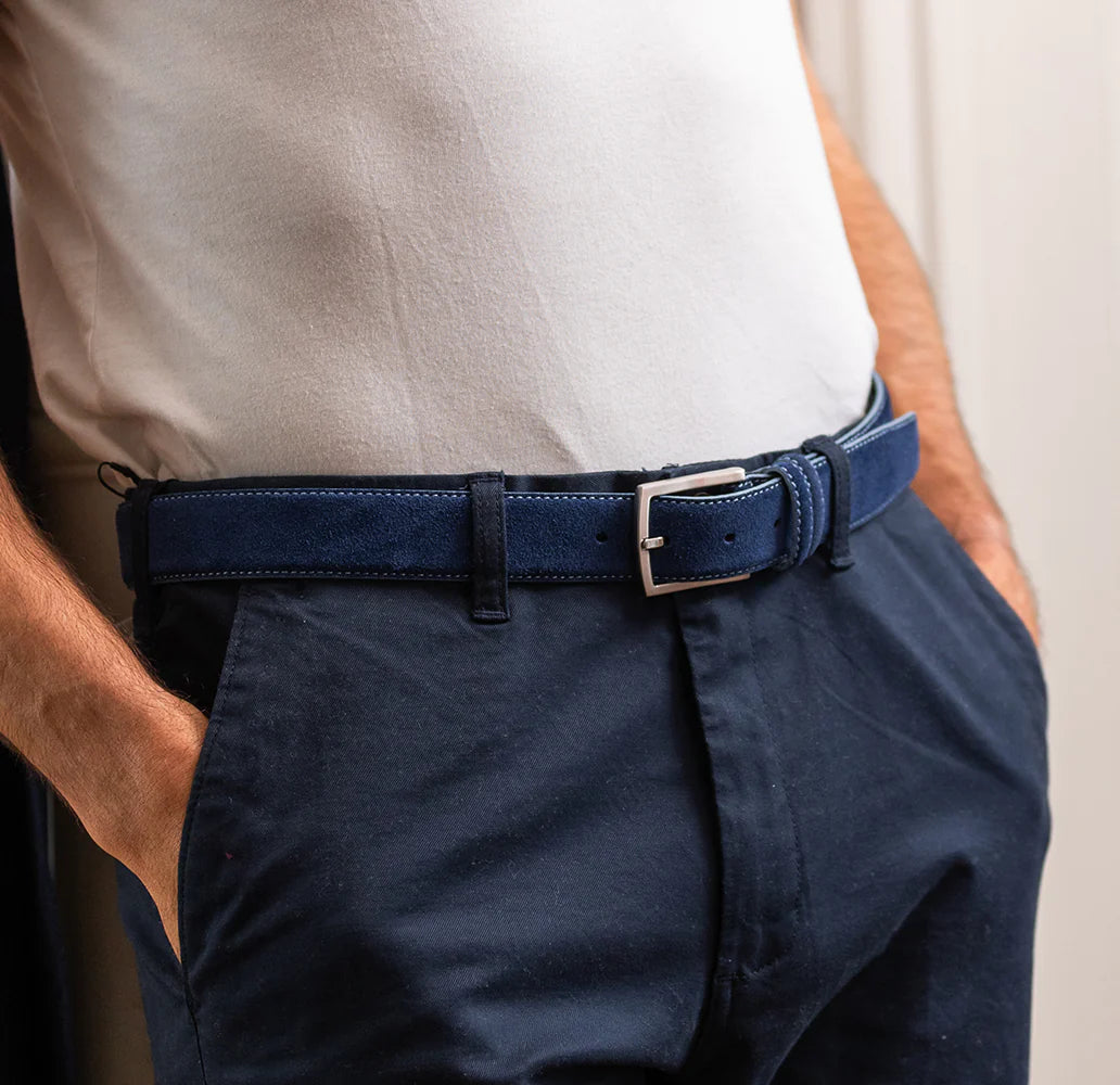 Navy Huxley Suede Belt